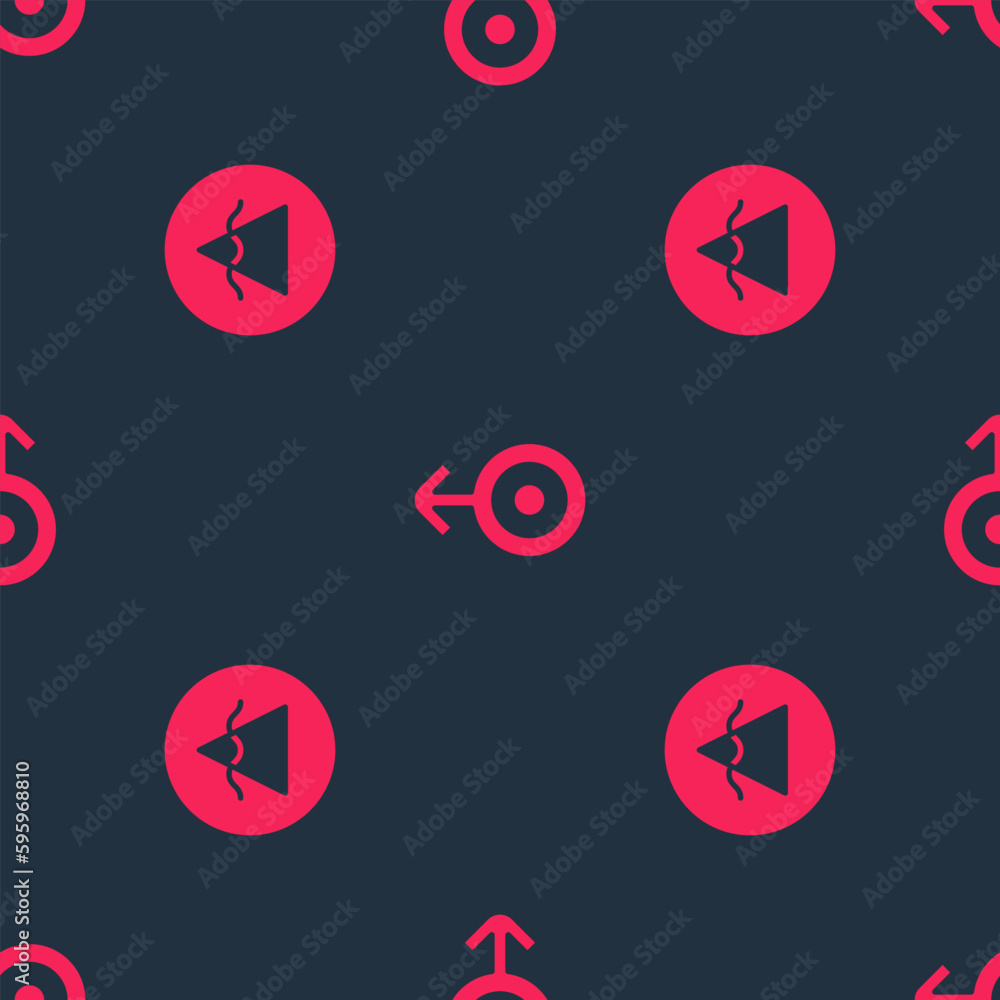 Poster set earth element and symbol uranus on seamless pattern. vector