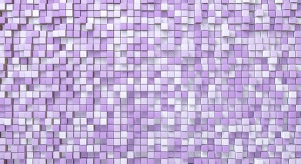 Random structure of cubes of different heights. Abstract geometric background in purple and white colors. 3d render
