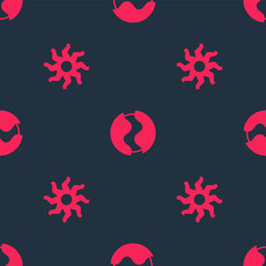 Set Sun and Planet on seamless pattern. Vector