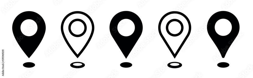 Poster map pin icons set. location pin simple vector icon. modern map pointer symbols isolated. vector illu