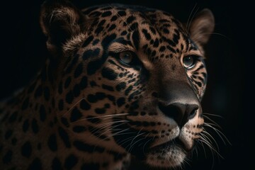 Fototapeta na wymiar Front view of an isolated jaguar or panther. Generative AI