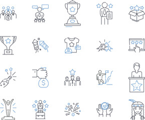 Boom and bucks line icons collection. Prosperity, Wealth, Cash, Growth, Fortune, Boom, My vector and linear illustration. Abundance,Success,Increase outline signs set