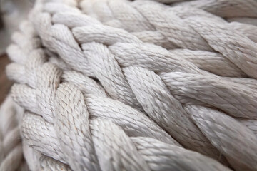 Bundle of white ship ropes
