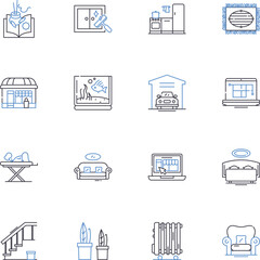 Bathroom renovation line icons collection. Refresh, Revamp, Redesign, Remodel, Rejuvenate, Renovate, Rethink vector and linear illustration. Refurbish,Renew,Upgrade outline signs set