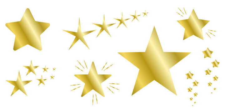 Set of golden stars. Gold star award