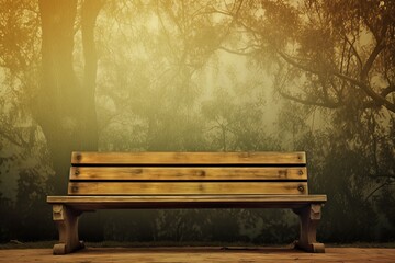 art wooden park bench at a park background from generative ai