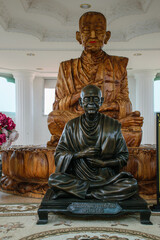 Monks statues in Chinese temple wat Hyua Pla Kang in Chiang Rai