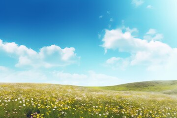 Spring landscape with blooming flowers from generative ai