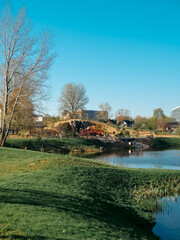 Japanese garden in Vilnius in spring.