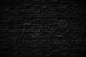 Fototapeta na wymiar Dark black grunge brick wall texture background with old dirty and vintage style pattern. 