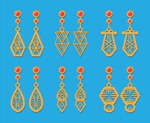 Decorative Earrings Laser Cut design, 