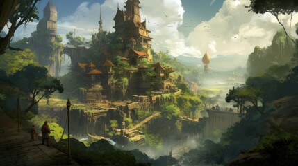 Naklejka premium RPG Fantasy Game Art Background