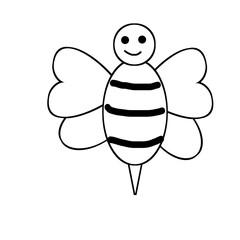 Outline cute bee illustration