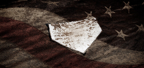 Baseball Homeplate in Brown Dirt for Sports American Past Time Flag