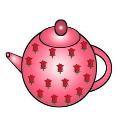cup and teapot outline illustration
