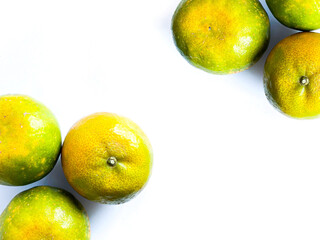Mandarin orange fruit on the white background