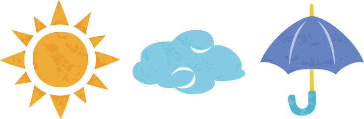 晴れ　曇り　雨　天気のアイコンイラスト