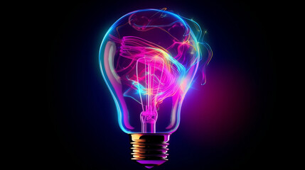 light bulb on black background
