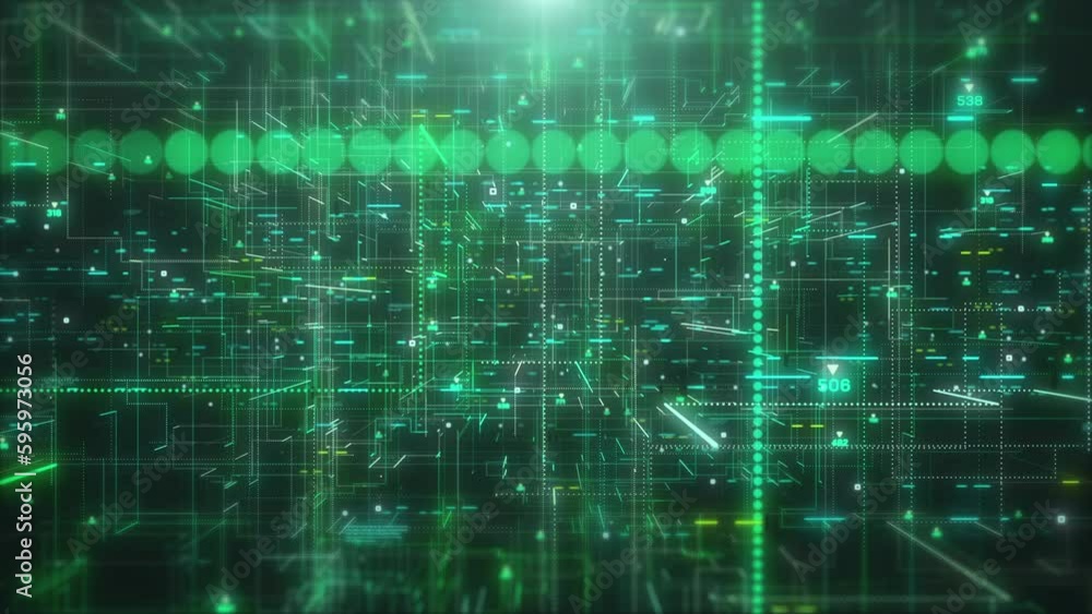 Aufkleber HUD futuristic UI transferring data simulation template concept 4K motion. AI analytic platform concept technology background.