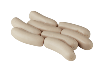 Cooked, smoked sausage cut out isolated on background transparent