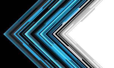 Abstract blue black grey arrow cyber circuit pattern direction geometric on white futuristic technology design modern creative background vector