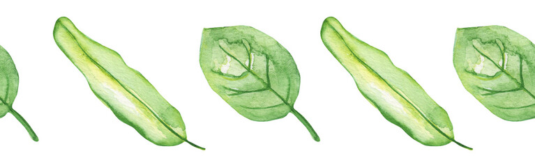 Watercolor frame - illustration with green leaves and branches and golden elements, for wedding stationery, congratulations, wallpapers and more on white bacground.