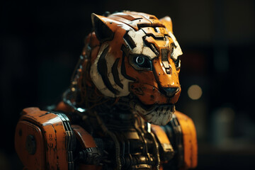 Fototapeta na wymiar robotic tiger, a concept of artificial intelligence and high technology. Created with generative technology.
