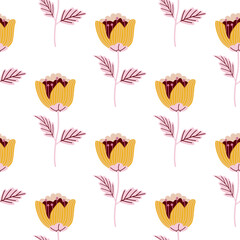 Stylize flower seamless pattern. Elegant botanical background. Abstract floral wallpaper.