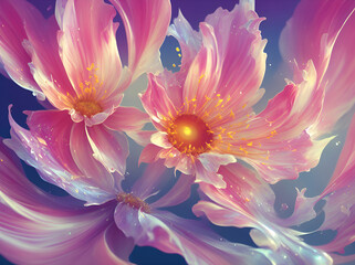 Obraz premium Magic flowers background. AI generated illustration