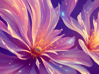 Magic flowers background. AI generated illustration