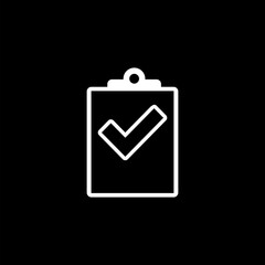 Checklist icon isolated on black background.