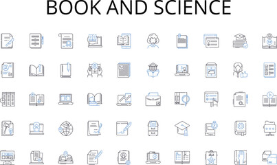 Book and science line icons collection. Interface, Junction, Meeting point, Bond, Intersection, Confluence, Gateway vector and linear illustration. Conduit,Merge,Nerk outline signs set