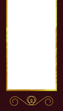 Vertical animated template, golden luxury frame line, brown and white background. Suitable for social media, graduation invitations, congratulations.Looped background.