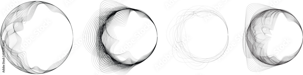 Poster abstract oval lines background with geometric circles . vector rotating ellipse line design . poster