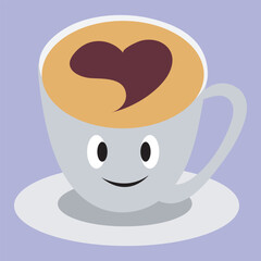cup of coffee with heart vector illustration for kids