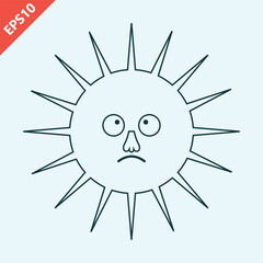 hand drawn sun emoticon design vector flat isolated illustration