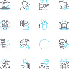 Appraisal linear icons set. Valuation, Assessment, Evaluation, Estimate, Cost, Worth, Asset line vector and concept signs. Appraiser,Pricing,Property outline illustrations