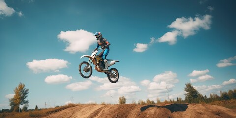 extreme biker making a stunt and jumps in the air by ai generative