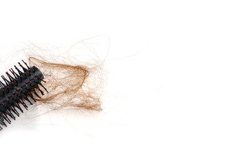 Hair loss, hair loss every day, serious problems and hair loss on a white background.