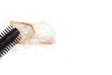 Hair loss, hair loss every day, serious problems and hair loss on a white background.