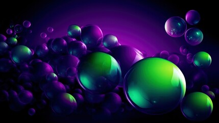 Glowing Orbs: A Celestial Symphony of Complementary Rich Purple and Lime Green Hues - generative ai
