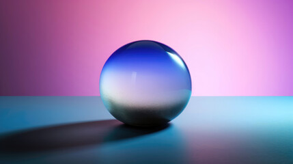 Crystal ball on a blue and pink background. 