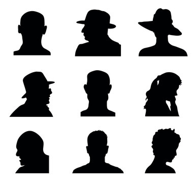 A set of face silhouettes