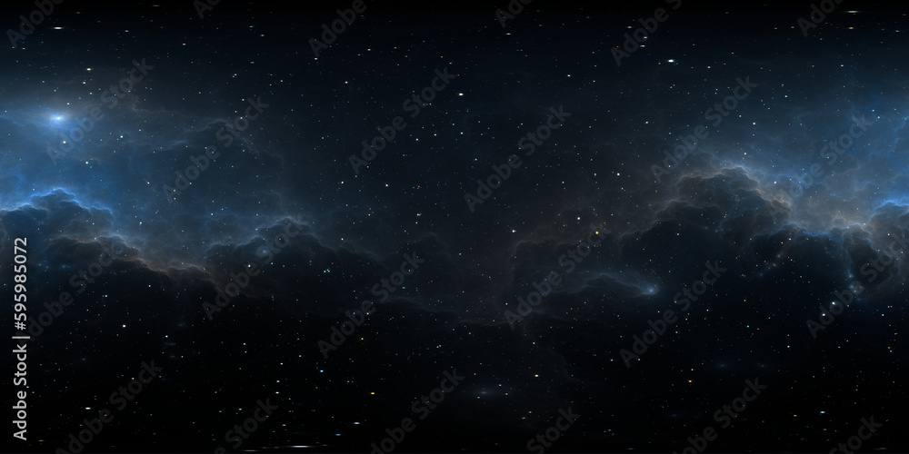 Wall mural 360 degree space background with nebula and stars, equirectangular projection, environment map. hdri