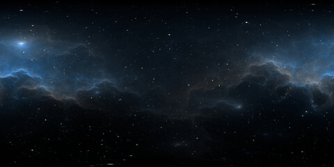Fototapeta na wymiar 360 degree space background with nebula and stars, equirectangular projection, environment map. HDRI spherical panorama.