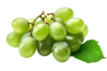 green grapes bunch isolated on white background. Generative AI