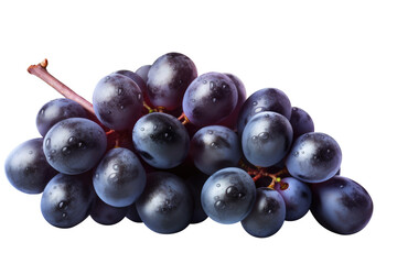 Fototapeta premium Blue grapes bunch isolated on white background. Generative AI