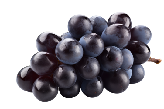 Blue grapes bunch isolated on white background. Generative AI