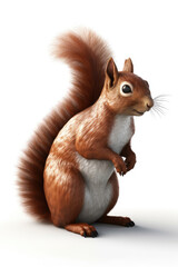 Obraz premium Red squirrel cartoon character isolated on a white background Generative AI