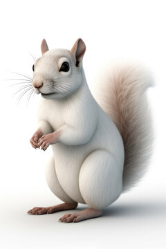 White squirrel cartoon character  isolated on a white background Generative AI